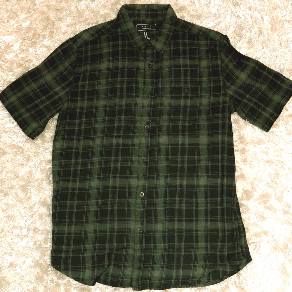 Flannel Plaid Short-Sleeve Shirt